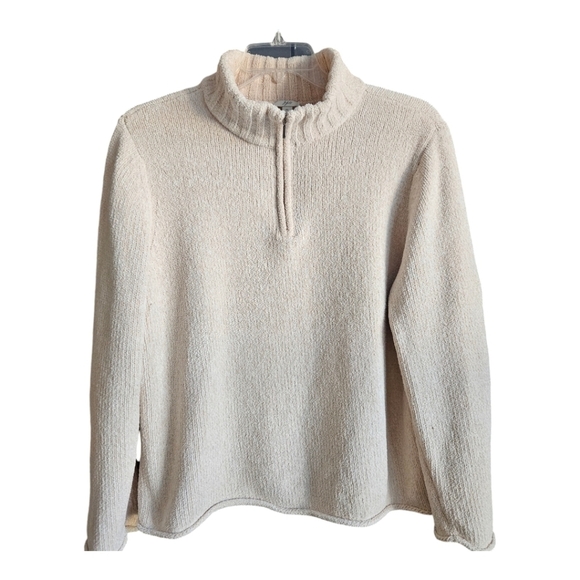 J. JILL Women's Mock Neck 1/4 Zip Pullover Sweater Light Tan Cream Sz XL - Picture 2 of 9